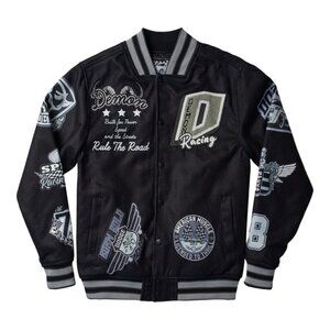 Dodge Demon Patched Wool Varsity Bomber Racing Jacket Black Men's 3XL XXXL